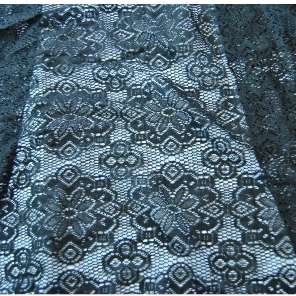 Black Lace Floral Pattern Shawl Coverup Medium/Large